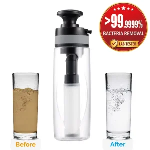 Portable Transparent Water Bottle Purifier with Washable Ceramic Activated Carbon Filter Cartridge for Outdoor Survival