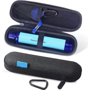 Portable Water Purifier Straw Outdoor Survival Personal Water Filter Straw With Mesh Pocket