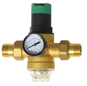 Pre Water Filter System Brass Outdoors Water Prefilter With Water Pressure Gauge