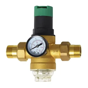 Pre Water Filter System Floor Heating Parts Traditional Brass Apartment Water Prefilter with Water Pressure Gauge