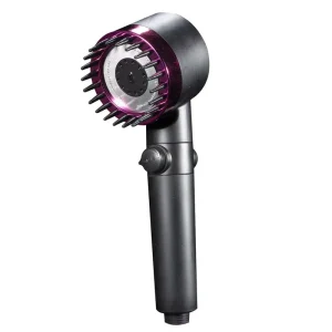 Pressurized Handheld Shower Head Set with LED Light Light Luxury Design ABS Surface Home Bath Use Wall Mounting Shower Faucet