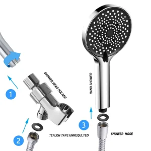 Pressurized Water saving Rain Shower ABS Plastic High Pressure Shower Head 6 Function Shower Heads Sets