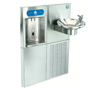 Public Free Stainless Steel Commerical Square Combination Squareline Bubbler Mounted Drinking Fountain