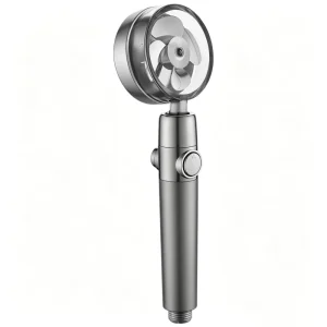 Push Button Switch Handheld Shower Head with Water Filter Turbo Fan Visual High Pressure Rain Shower Sprayer for Bathroom