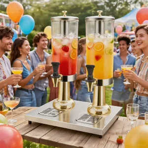 Queenwins Wedding Party Juice Dispensers Drink Cold Water Dispenser Beverage Juice for Restaurant Buffet Barbecue with Faucet