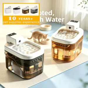 Quiet Smart Cat Dog Water Fountain 4 Stage Filtration System Automatic Wireless Battery Powered Pet Drinking Dispenser ABS PC PP