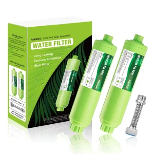 RV Inline Water Filter with Flexible Hose Protector 2 Pack