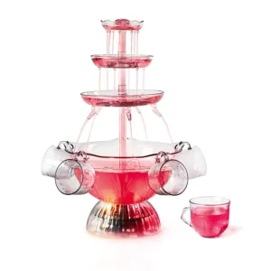 Red Wine 3-Tier Juice and Wine Fountain Machine Food-Grade Drink Fountain for Parties and Weddings