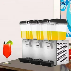 Refrigerated Stainless Steel Juice Dispenser 220V 3 Tanks 16L Juice Fountain Machine