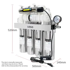 Reverse Osmosis RO Water Filter System with UV Purifier Softener and Tap for Drinking Water