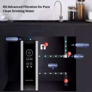 Reverse Osmosis Water Filter System 800 GPD High-Flow Tankless Under-Sink Smart TDS Display for Household and Outdoor Use