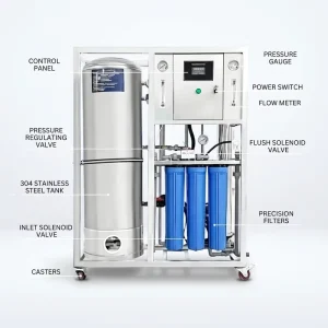 Reverse Osmosis Water Filter System with Pressure Vessel and Pump for Home Water Treatment