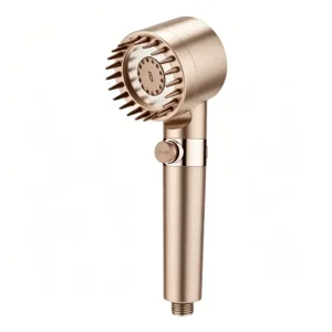 Rose Gold Massage Handheld Shower Head 3 Mode Adjustable Spray with Soft Silicone Bristles Luxury Bathroom Shower Set
