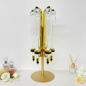 Rotating Round Gold 6-Piece Perfume Dispenser Set 375ml for Wedding Decoration