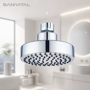 SANIVITAL Modern Design Round Shower Head with Adjustable Flow Rainfall Spray for Bath Shower and Toilet Boxed