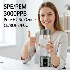 SPE PEM 400ml Hydrogen Water Bottle 3000PPB Portable H2 Generator Ionizer