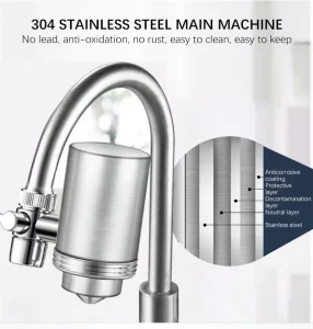 SS304 Faucet-Mounted Tap Water Purifier Household Raw Filtered Water Washable Filter No Electricity