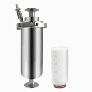 Sanitary Stainless Steel Inline Filter 2.5 30inch Top up and Bottom Out for Air and Liquid Filtration