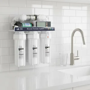 Self Cleaning 6 Stage Reverse Osmosis Electric Under Sink Water Filter Smart Faucet for Household Use 100 GPD UF Power Source UV