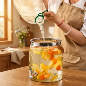 Shatterproof PET Plastic Drink Dispenser with Tap, Clear Cold Water Kettle, Carrying Strap, for Outdoor and Home Use
