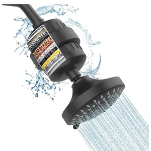 Shower Head 15 Stage Filter Combo High Pressure 5 Spray Settings Filtered Showerhead with Softener Cartridge for USA Market