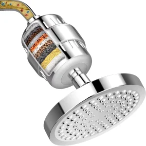 Shower Head Filter Remove Chlorine Water Purifier ABS Chrome 6″ Round Plastic Shower Head Luxury Purify Water Saving Chrome