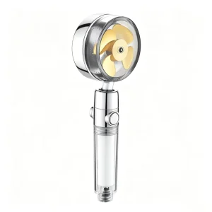 Shower Head High Pressure Turbo Fan Shower Head Handheld Visible Shower Head with Filter One Key Stop Push Button Switch