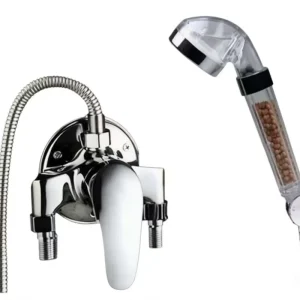 Shower Set Brass Stainless Steel Electroplated Modern Minimalist Wall Mounted Single Handle Lever Faucet Filtered Shower Set