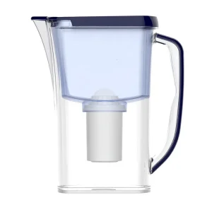 Slim Clear Plastic Alkaline Water Filter Pitcher 3.2L Engraved Glass Jug Plastic Lid Carbon Fiber 100 GPD Flow Rate Luxury Hotel