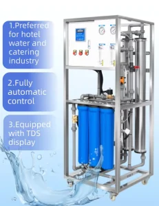 Small Blue 250L/hour Primary Reverse Osmosis Water Treatment Equipment with PLC and Engine Without Water Tank