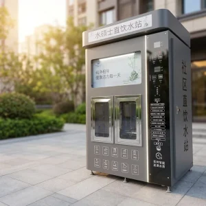 Smart Community Hydrogen Water Vending Machine Scan Code Card Coin RO Filtration Customizable Mineral and pH Balance