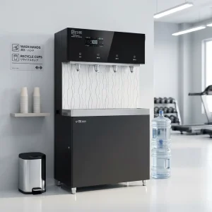 Stainless Steel 4-Faucet Electric Hot and Cold Commercial Freestanding Drinking Water Fountain Dispenser