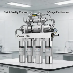 Stainless Steel 600 GPD Pump-Free Reverse Osmosis Water Filter System for Restaurant Under-Sink 8-Stage RO Purifier