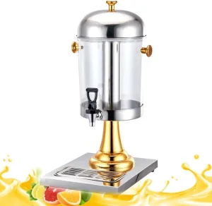 Stainless Steel Beverage Dispenser with Ice Container for Juice and Sparkling Water Buffet Use