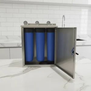 Stainless Steel Cabinet 20 Inch Big Blue 3-Stage Whole House Water Prefilter System