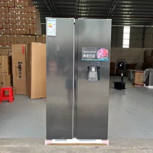 Stainless Steel Double Door Fridge 573L with Water Dispenser Auto Defrost Side by Side Refrigerator for Household