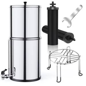 Stainless Steel Gravity Water Filter with Fluoride Reduction Cartridge