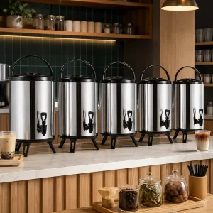 Stainless Steel Insulated Beverage Dispenser Coffee Barrel Milk Tea Bucket with Tap