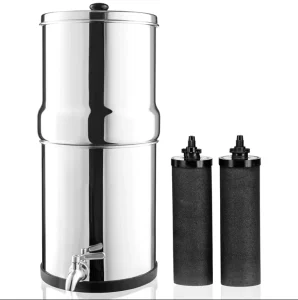 Stainless Steel Manual Gravity-Fed Water Purifier Filtration System for Home, RV, and Outdoor Use