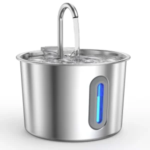 Stainless Steel Pet Water Fountain 2.2L Quiet USB Circulating Water Dispenser for Cats & Dogs