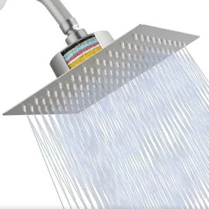 Stainless Steel Rain Shower Head High Pressure 8 Inch Square Filter Rainfall Showerhead Anti Rust for Bathroom Upgrade