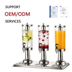 Stainless Steel Silver Gold Accent Countertop Drink Dispenser with Ice Cooling