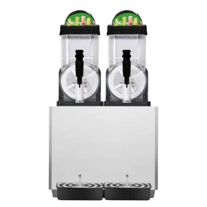 Stainless Steel Table-Top Mini Double Canister Ice Slush Machine for Margarita and Daiquiri Parties and Home Use