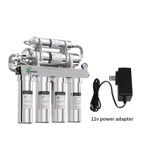 Stainless Steel Tankless Reverse Osmosis Water Purifier with LED Disinfection Lamp Self Cleaning Household Use