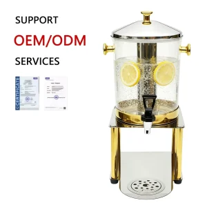 Stainless Steel and PC Tank Juice Dispenser with Ice Cooling for Hotel Buffet Beverage Service