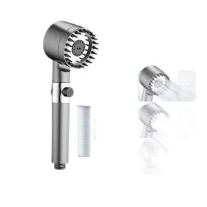 Strong Boost Light Luxury Wall Mount Shower Head with Rain Mixed Fog Spray Patterns Filtered Bathroom Bathing Handheld Spray