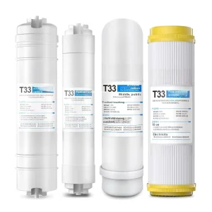 T33 Quick Connect Flat Mouth Household Water Purifier Filter Cartridge Carbon Block Accessory 1 Year for Tap Water Filtration