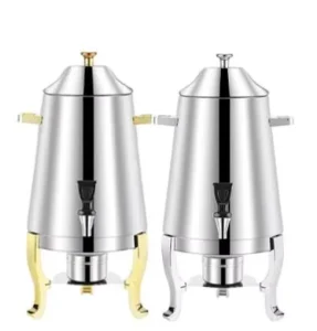 Tapered Gold Silver Two-Tone Stainless Fuel-Heated Juice Dispenser