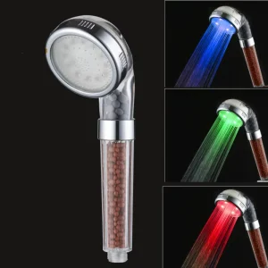 Temperature Control Color Changing Led High Pressure Water Saving Filter Shower Head