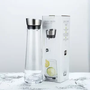 Thickened Crystal Glass Juice Pitcher Heat resistant 1200ml Cold Water Jug Stainless Steel Anti slip Lid sealed Leak proof